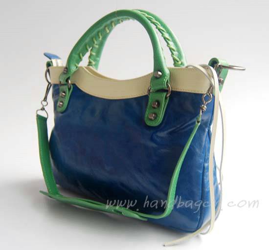Balenciaga 084331-5 Royal Blue/Green/White Arena Tri-Color First Classic Bag