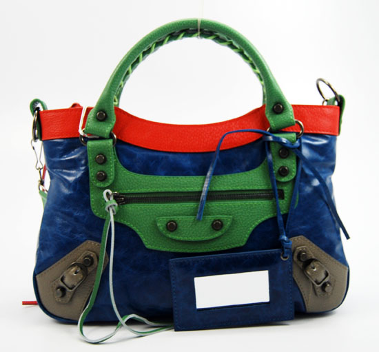 Balenciaga 084331-5 Dark blue/Green/Red Arena Tri-Color First Classic Bag