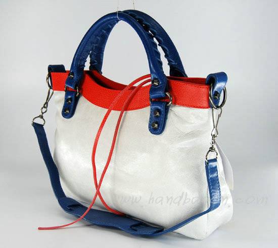 Balenciaga084331-5 Grey White/Blue/Red Arena Tri-Color First Classic Bag - Click Image to Close