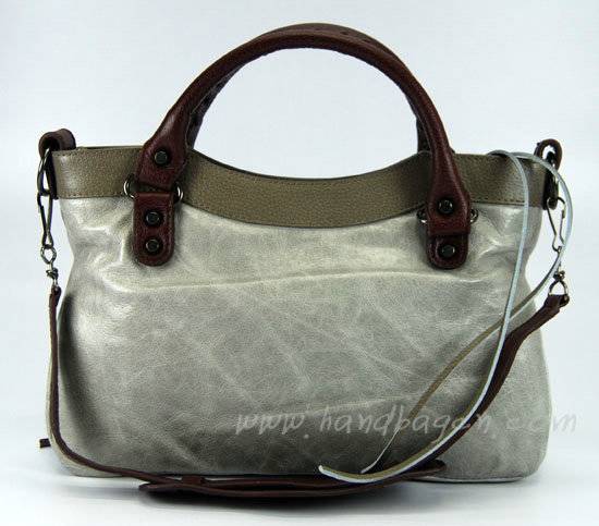 Balenciaga 084331-5 Light gray/Coffee/Gray Arena Tri-Color First Classic Bag - Click Image to Close