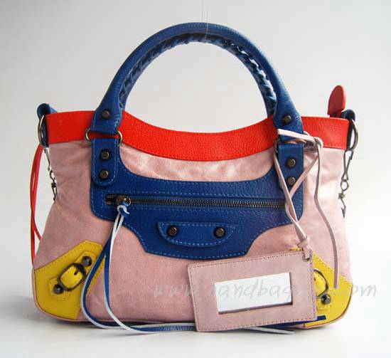 Balenciaga 084331-5 Pink Purple/Blue/Red Arena Tri-Color First Classic Bag