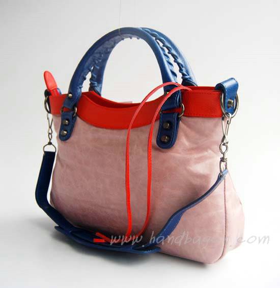Balenciaga 084331-5 Pink Purple/Blue/Red Arena Tri-Color First Classic Bag - Click Image to Close