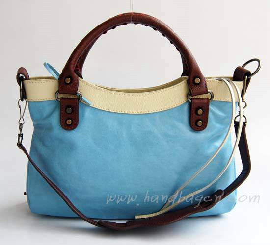 Balenciaga 084331-5 Sky blue/Coffee/White Arena Tri-Color First Classic Bag