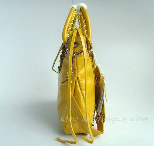 Balenciaga 084331 Lemon Yellow Motorcycle City Bag Mini Size