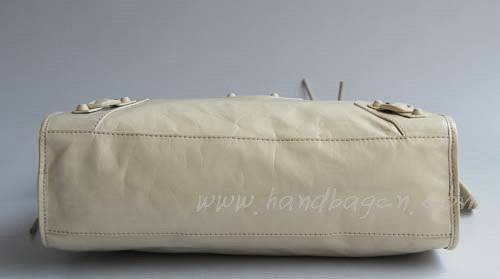 Balenciaga 084332-1 Cream Motorcycle City Bag Medium Size Cream Hardware