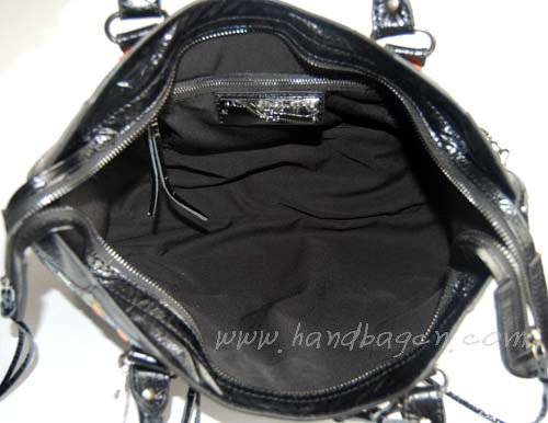 Balenciaga 084332-2 Black Multi-coloured Woven Motorcycle City Bag