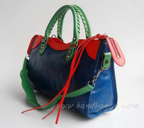 Balenciaga 084332-5 Blue/Red/Green Arena Tri-Color City Classic Handbag