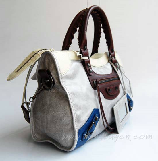 Balenciaga 084332-5 Light Grey/Cream/Coffe Arena Tri-Color City Classic Handbag