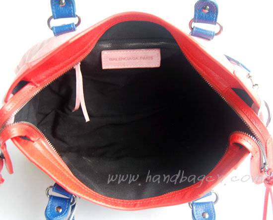 Balenciaga 084332-5 Pink/Red/Blue Arena Tri-Color City Classic Handbag