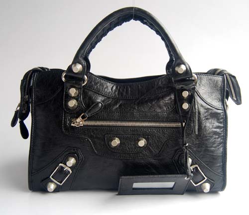 Balenciaga 084332A Black Lambskin Giant City Bag Medium Size