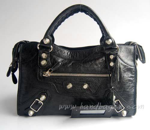 Balenciaga 084332A Black Lambskin Giant City Bag Medium Size - Click Image to Close