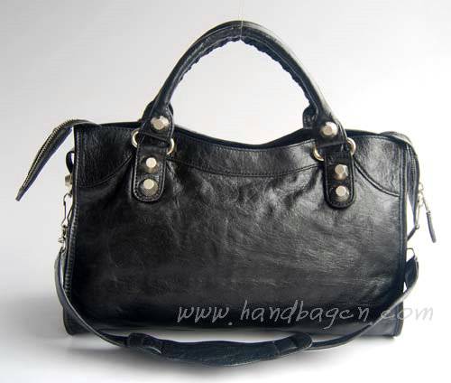 Balenciaga 084332A Black Lambskin Giant City Bag Medium Size