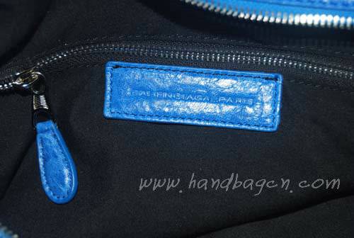 Balenciaga 084332A Blue Lambskin Giant City Bag Medium Size