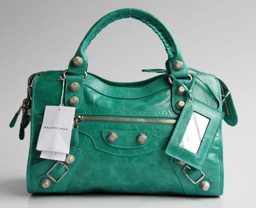 Balenciaga 084332A Green Giant City Handbag With Silver Hardware - Click Image to Close
