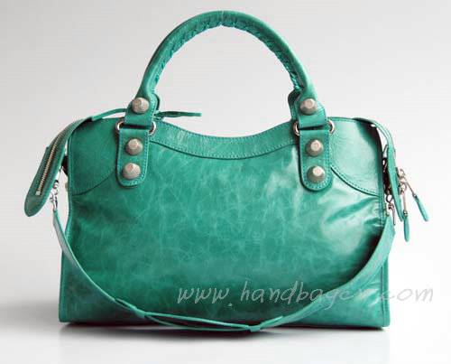 Balenciaga 084332A Green Giant City Handbag With Silver Hardware