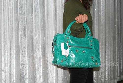 Balenciaga 084332A Green Giant City Handbag With Silver Hardware - Click Image to Close