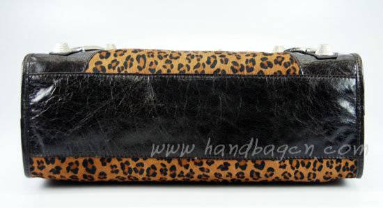 Balenciaga 084332A Dark Coffee Leopard Horsehair Medium City Bag