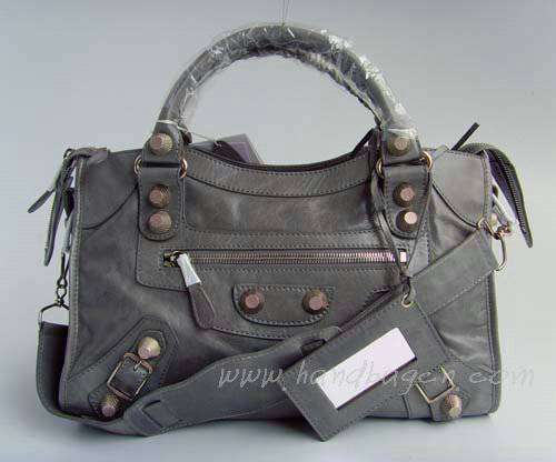 Balenciaga 084332A Dark Grey Giant City Handbag With Silver Hardware