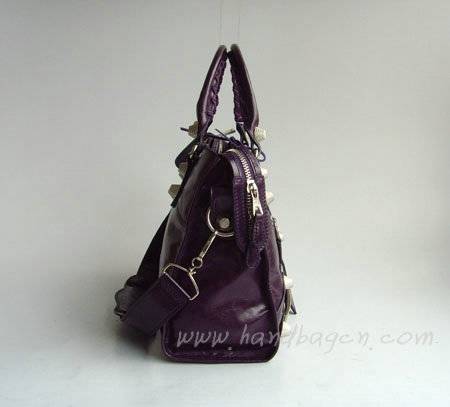 Balenciaga 084332A Dark Purple Giant City Handbag With Silver Hardware - Click Image to Close