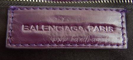 Balenciaga 084332A Dark Purple Giant City Handbag With Silver Hardware