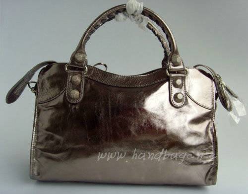 Balenciaga 084332A Silver Grey Giant City Handbag With Silver Hardware