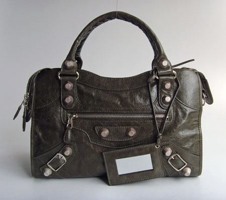 Balenciaga 084332A Khaki Giant City Handbag With Silver Hardware
