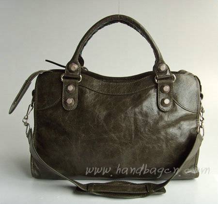 Balenciaga 084332A Khaki Giant City Handbag With Silver Hardware