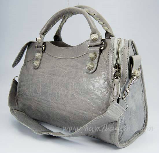 Balenciaga 084332A Light Gray Lambskin Giant City Bag Medium Size