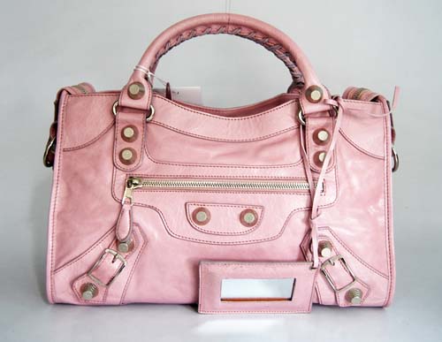 Balenciaga 084332A Light Pink Giant City Handbag With Silver Hardware