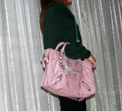 Balenciaga 084332A Light Pink Giant City Handbag With Silver Hardware - Click Image to Close