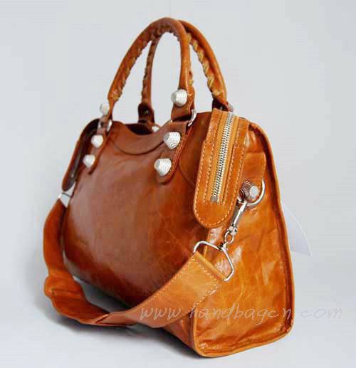 Balenciaga 084332A Tan Giant City Handbag With Silver Hardware