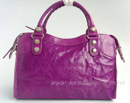 Balenciaga 084332A Medium Purple Giant City Handbag Silver Hardware