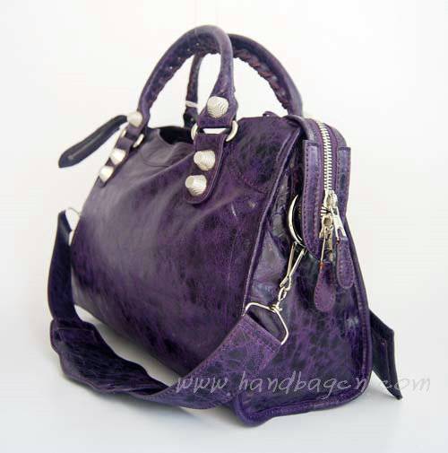 Balenciaga 084332A Purple Lambskin Giant City Bag Medium Size