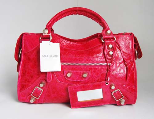 Balenciaga 084332A Red Lambskin Giant City Bag Medium Size