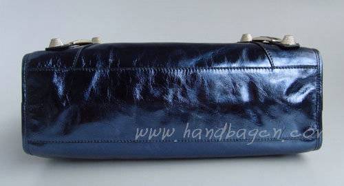 Balenciaga 084332A Pearly lustre Blue Giant City Handbag With Silver Hardware