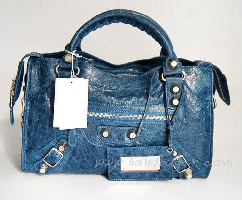 Balenciaga 084332A Royal blue Lambskin Giant City Bag Medium Size - Click Image to Close