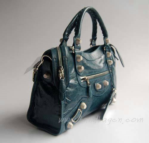 Balenciaga 084332A Royal Blue Giant City Handbag With Silver Hardware