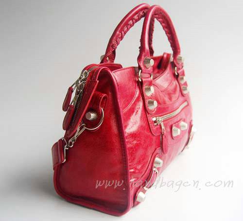 Balenciaga 084332A Red Lambskin Giant City Bag Medium Size - Click Image to Close