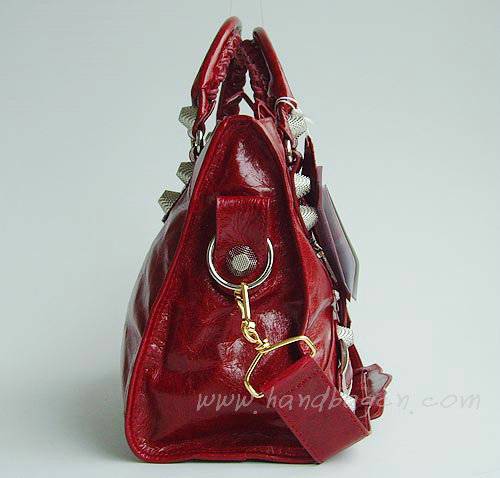 Balenciaga 084332A Red Giant City Handbag With Silver Hardware - Click Image to Close