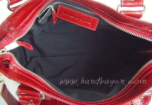 Balenciaga 084332A Red Giant City Handbag With Silver Hardware