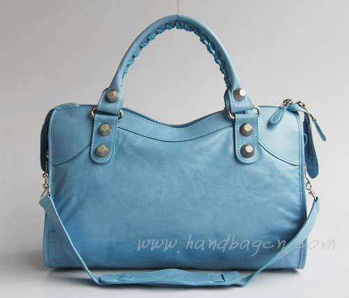 Balenciaga 084332A Sky Blue Giant City Handbag With Silver Hardware