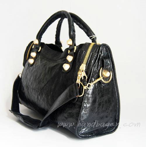 Balenciaga 084332B Black Lambskin Giant City Bag Medium Size - Click Image to Close