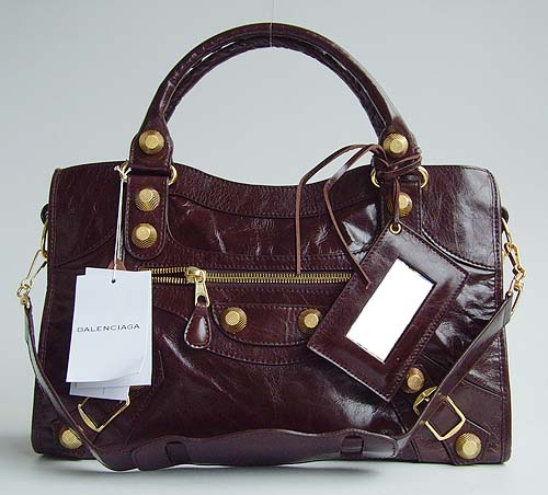 Balenciaga 084332B Dark Brown Medium City Bag With 38CM