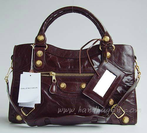 Balenciaga 084332B Dark Brown Medium City Bag With 38CM - Click Image to Close