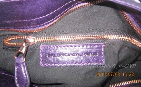 Balenciaga 084332B Dark Purple Giant City Lambskin Leather Bag Medium Size With Gold Hardware - Click Image to Close