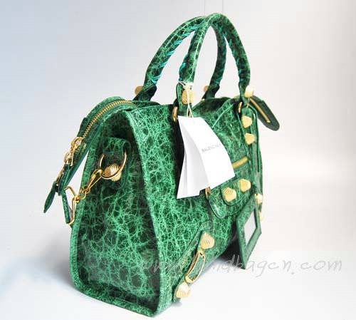 Balenciaga 084332B Green Import Calfskin Giant City Bag Medium Size