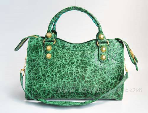 Balenciaga 084332B Green Import Calfskin Giant City Bag Medium Size