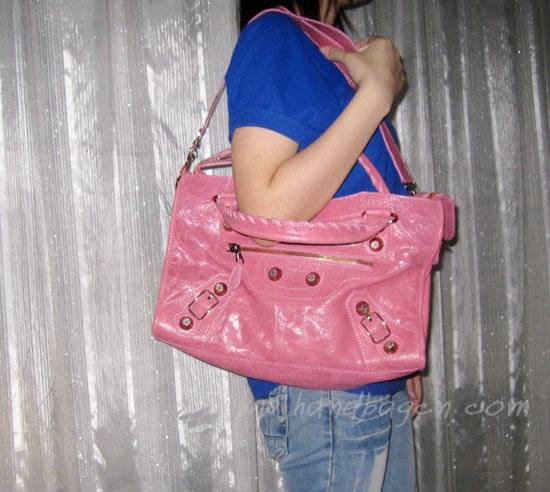 Balenciaga 084332B Pink Giant City Lambskin Leather Bag Medium Size
