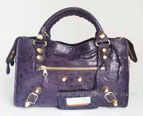 Balenciaga 084332B Purple Giant City Lambskin Leather Bag Medium Size