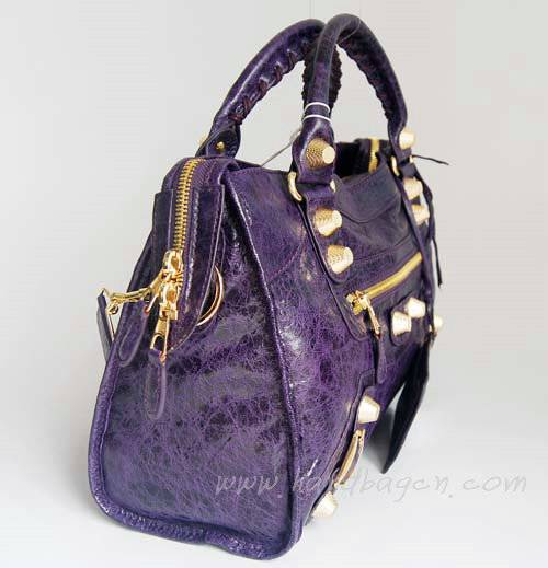 Balenciaga 084332B Purple Giant City Lambskin Leather Bag Medium Size - Click Image to Close